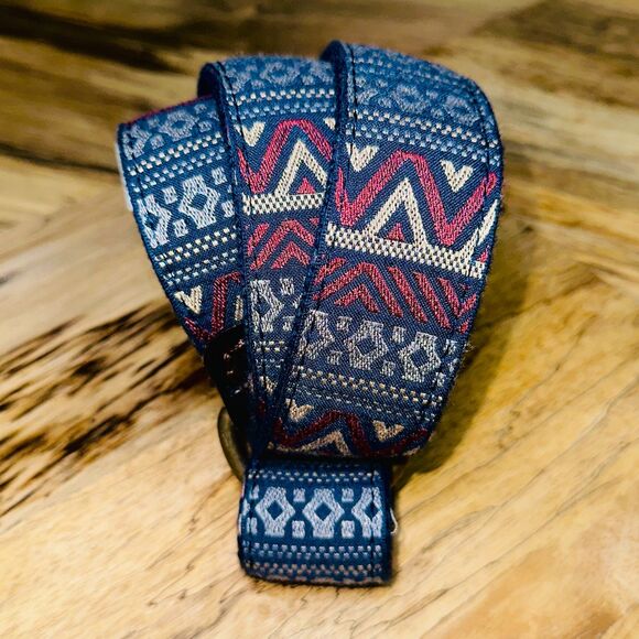 A&F Abercrombie & Fitch Men's Aztec Woven D-Ring Belt S/M 40.5" x 1.5" - Picture 3 of 6